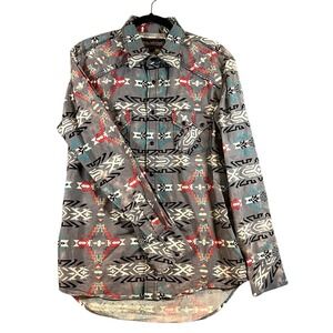 Rock & Roll Cowboy Pearl Snap Men's M Aztec Western Long Sleeve Saw Tooth Pocket